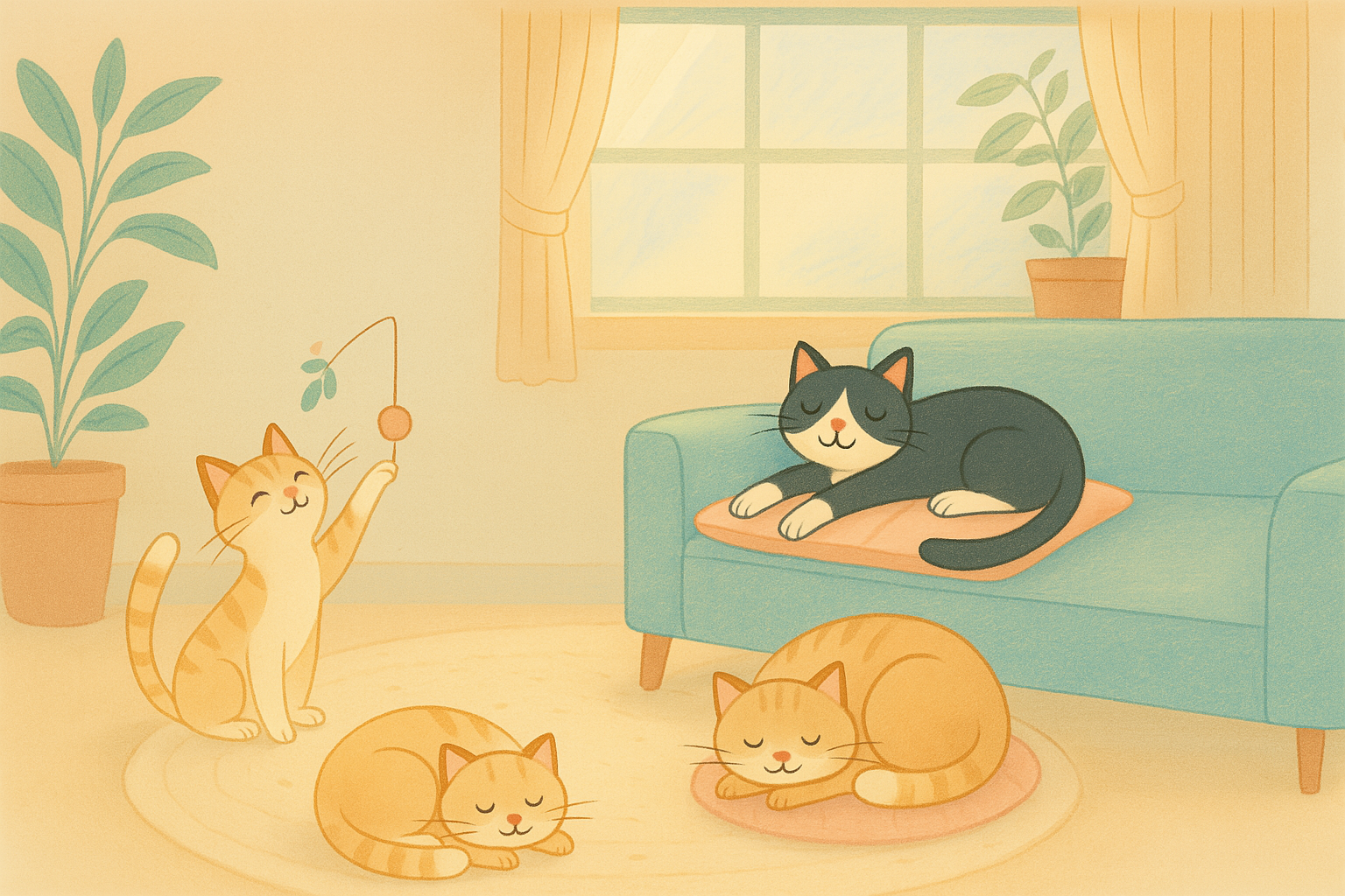 Illustration of happy cats